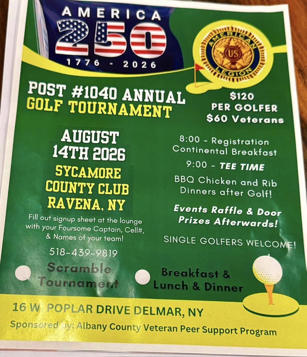 American Legion Post #1040 Annual Golf Tournament