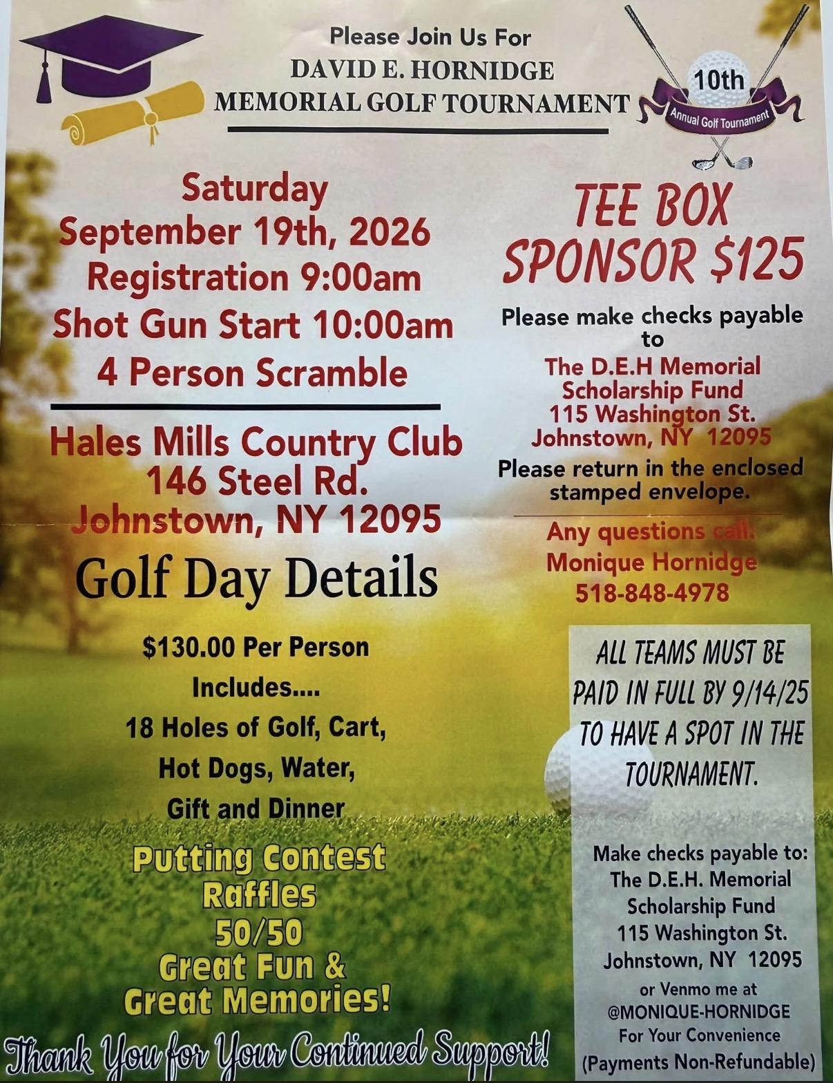 10th Annual David E. Hornidge Memorial Golf Tournament