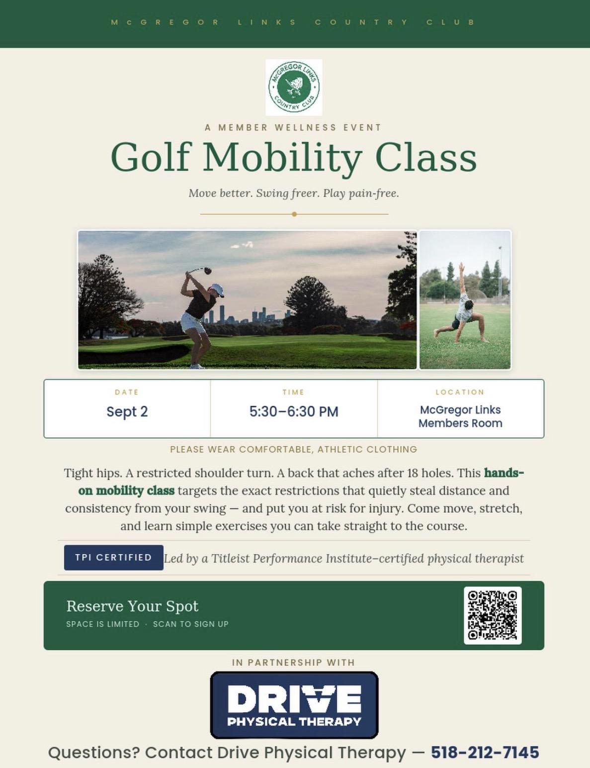 Golf Mobility Class at McGregor Links Country Club